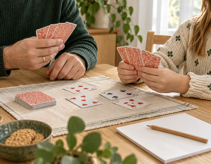 Kortspel vid ett bord med flera spelare